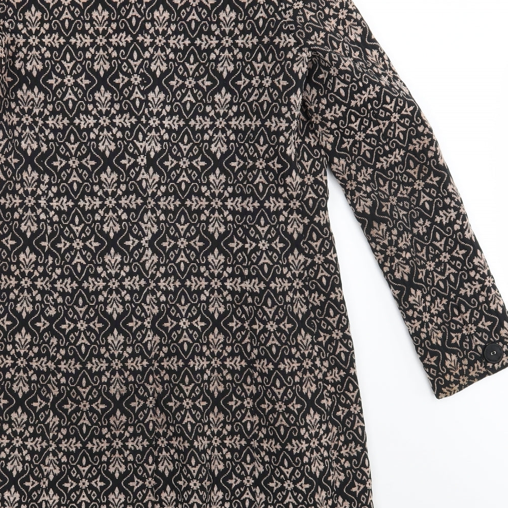 RJR.John Rocha Womens Black Fair Isle  Overcoat Coat Size 10