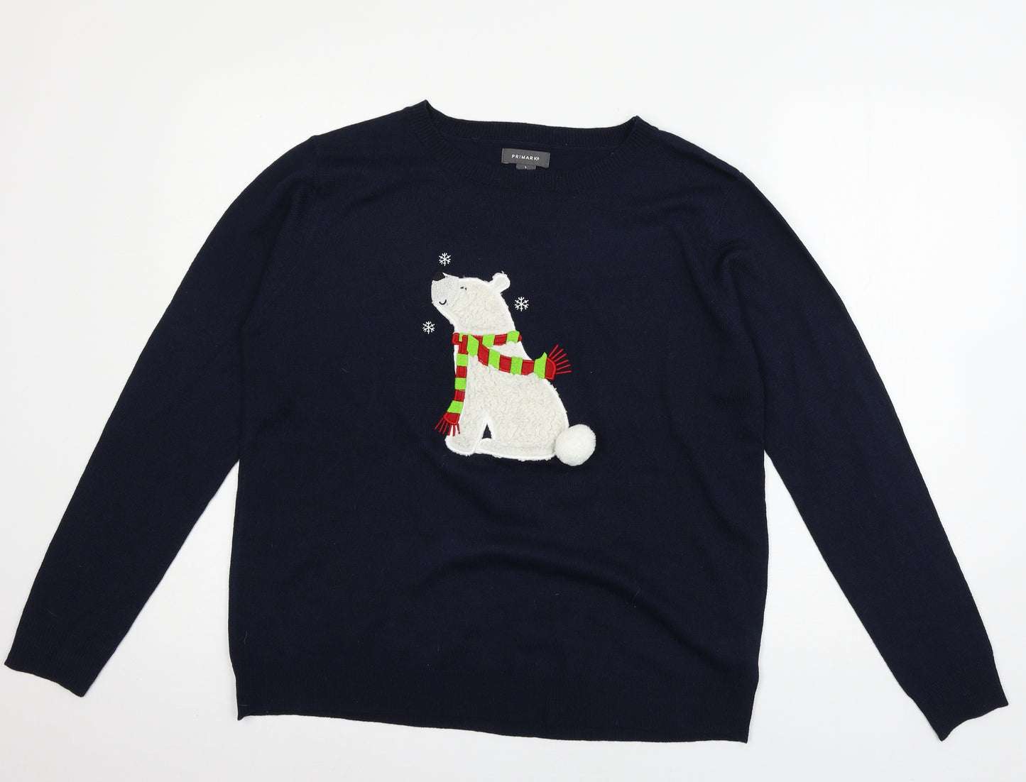 Primark Womens Blue  Knit Pullover Jumper Size 14  - Polar Bear