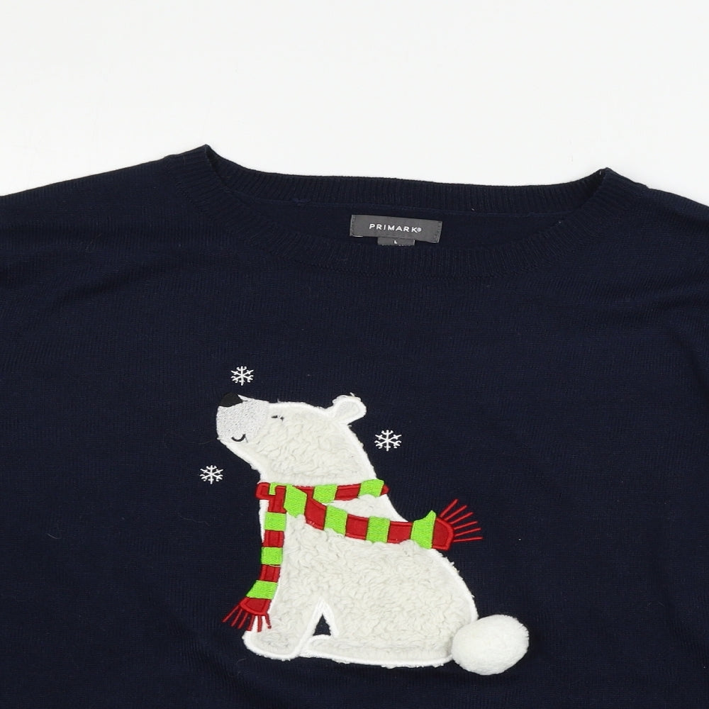 Primark Womens Blue  Knit Pullover Jumper Size 14  - Polar Bear