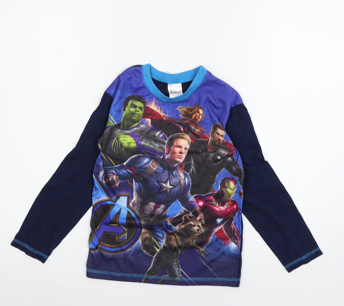 Avenger Boys Blue Geometric Jersey  Pyjama Top Size 7-8 Years
