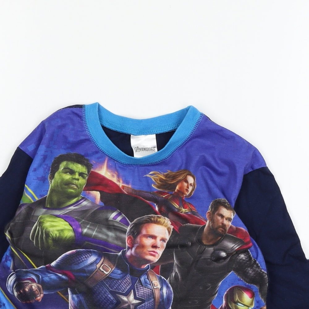 Avenger Boys Blue Geometric Jersey  Pyjama Top Size 7-8 Years
