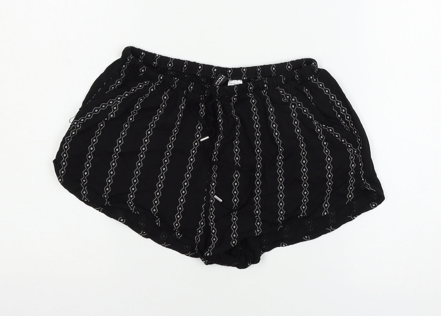 Divided by H&M Womens Black Striped  Hot Pants Shorts Size 8