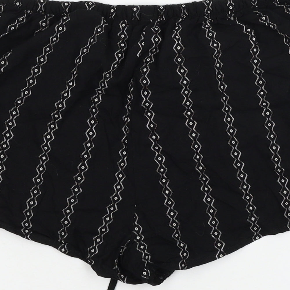 Divided by H&M Womens Black Striped  Hot Pants Shorts Size 8
