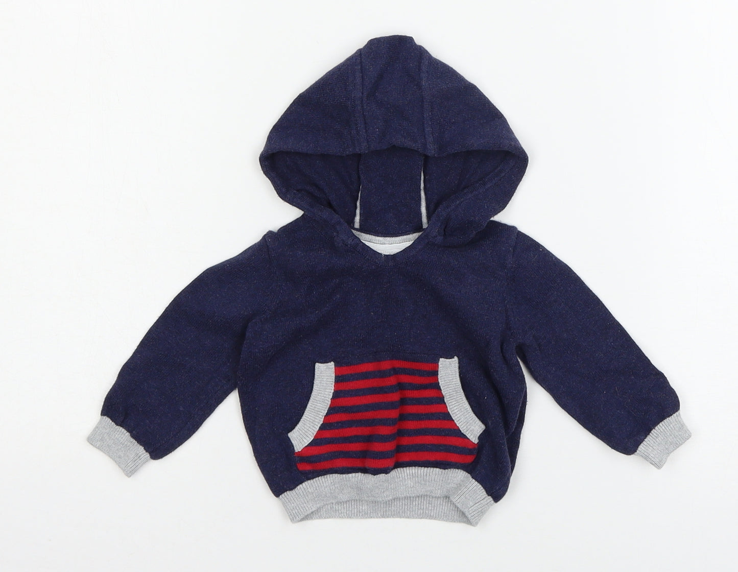 The Little White Company Boys Blue  Knit Pullover Jumper Size 0-3 Months