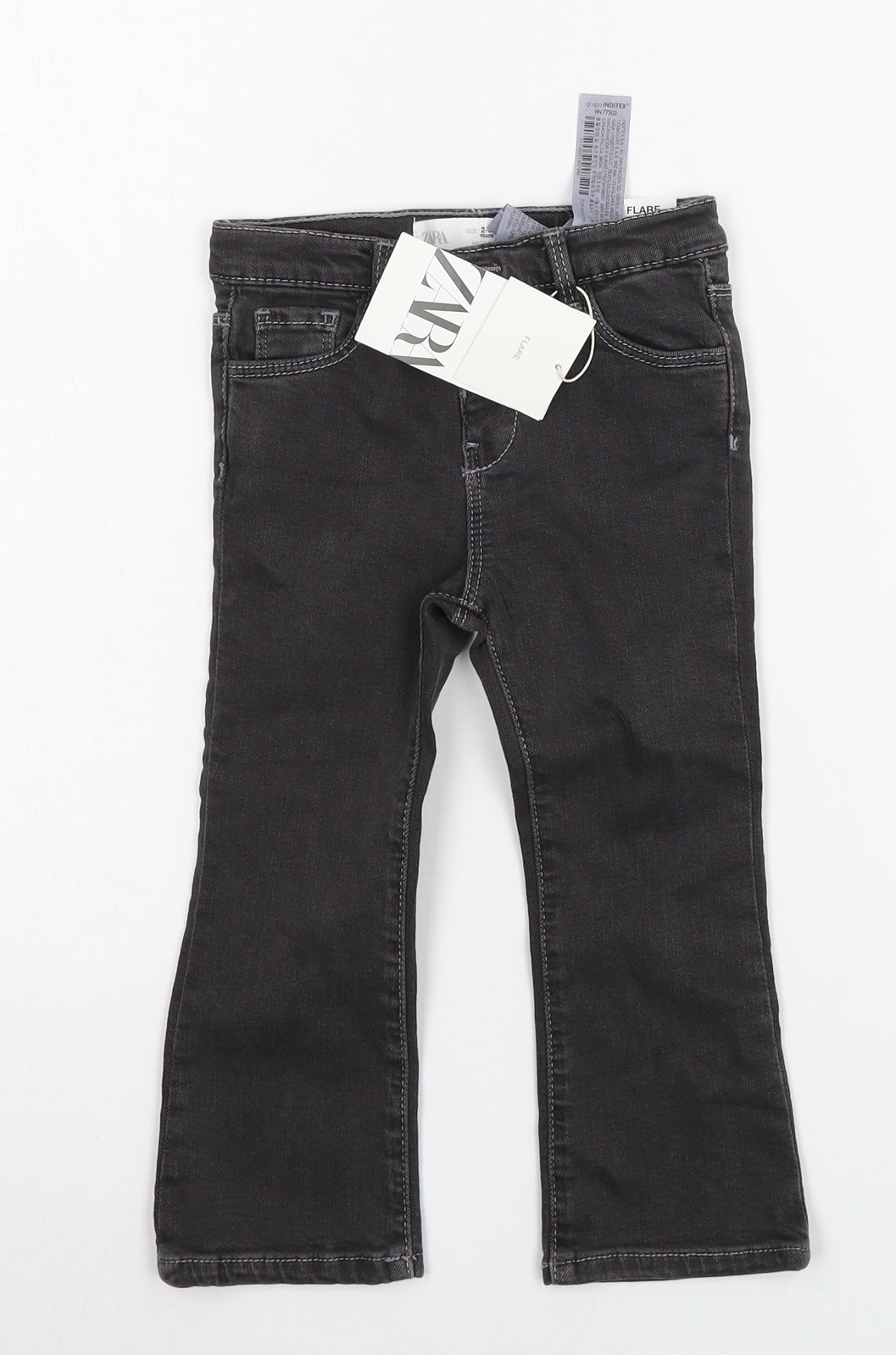 Zara Girls Grey  Denim Flared Jeans Size 2-3 Years