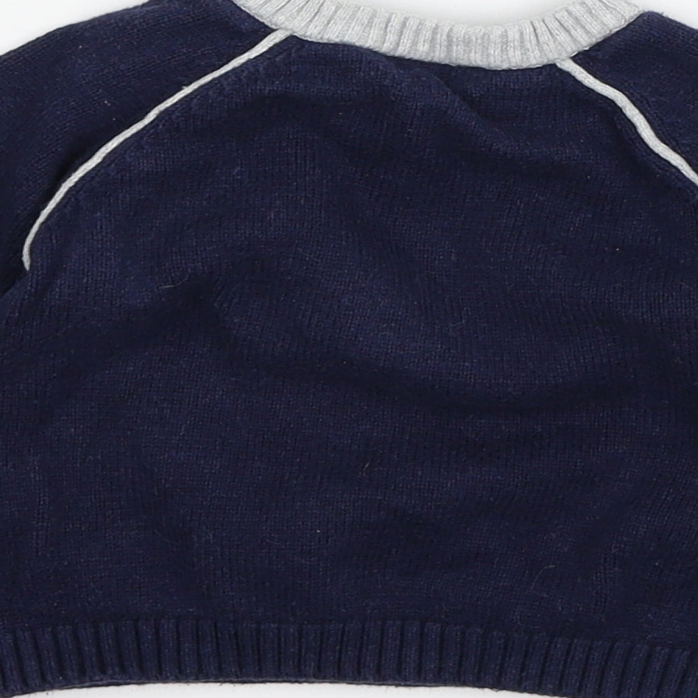 The White Company Boys Blue  Knit Pullover Jumper Size 9-12 Months  - Dinosaur