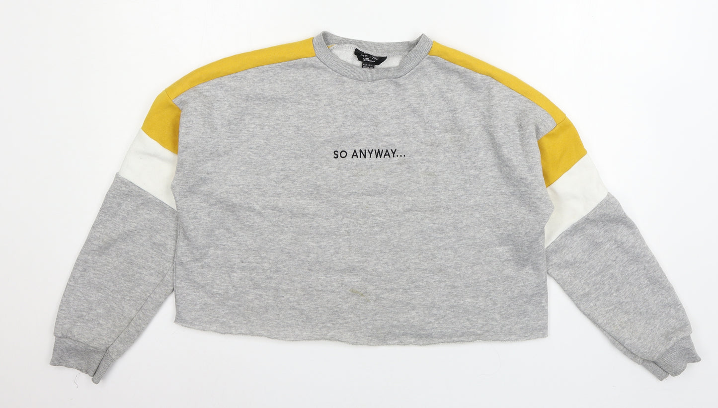 New Look Girls Grey  Jersey Pullover Sweatshirt Size 14-15 Years  - So Anyway...