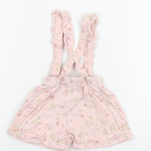 TU Girls Pink Floral Jersey Cropped Trousers Size 6-9 Months