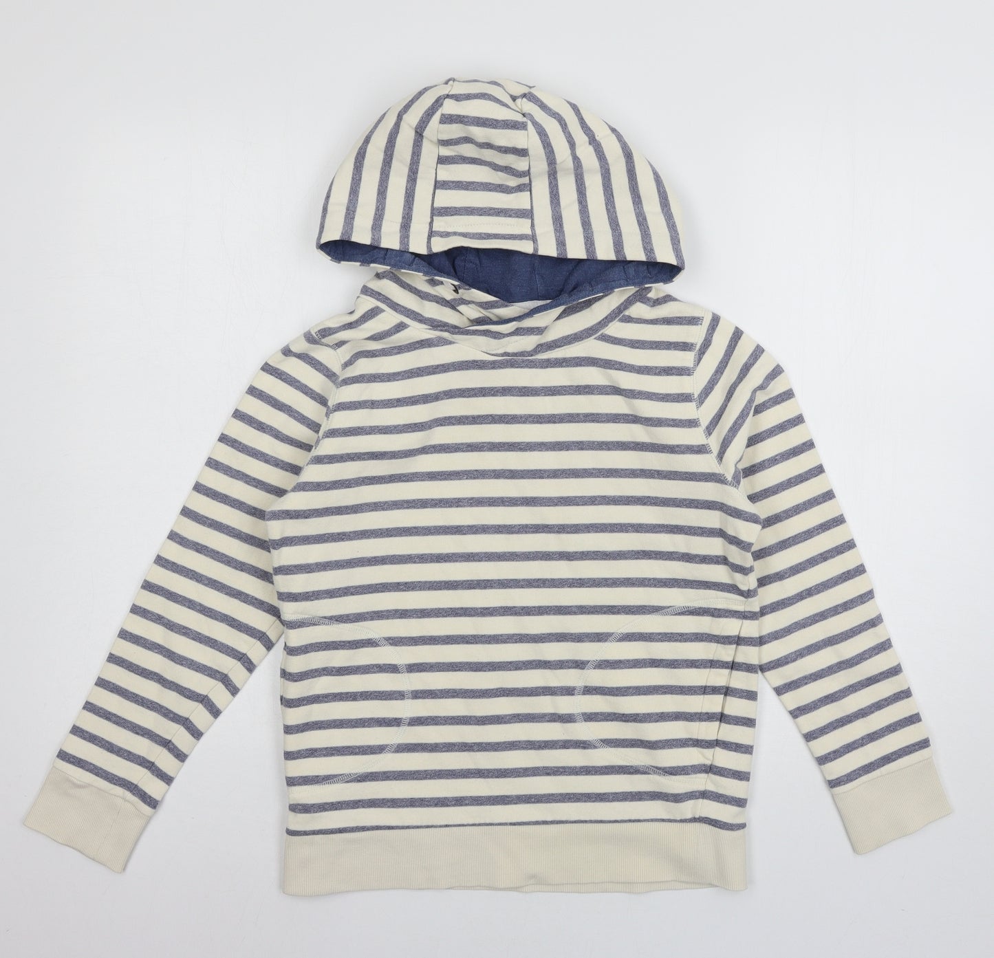 NEXT Girls Ivory Striped Jersey Pullover Hoodie Size 12 Years