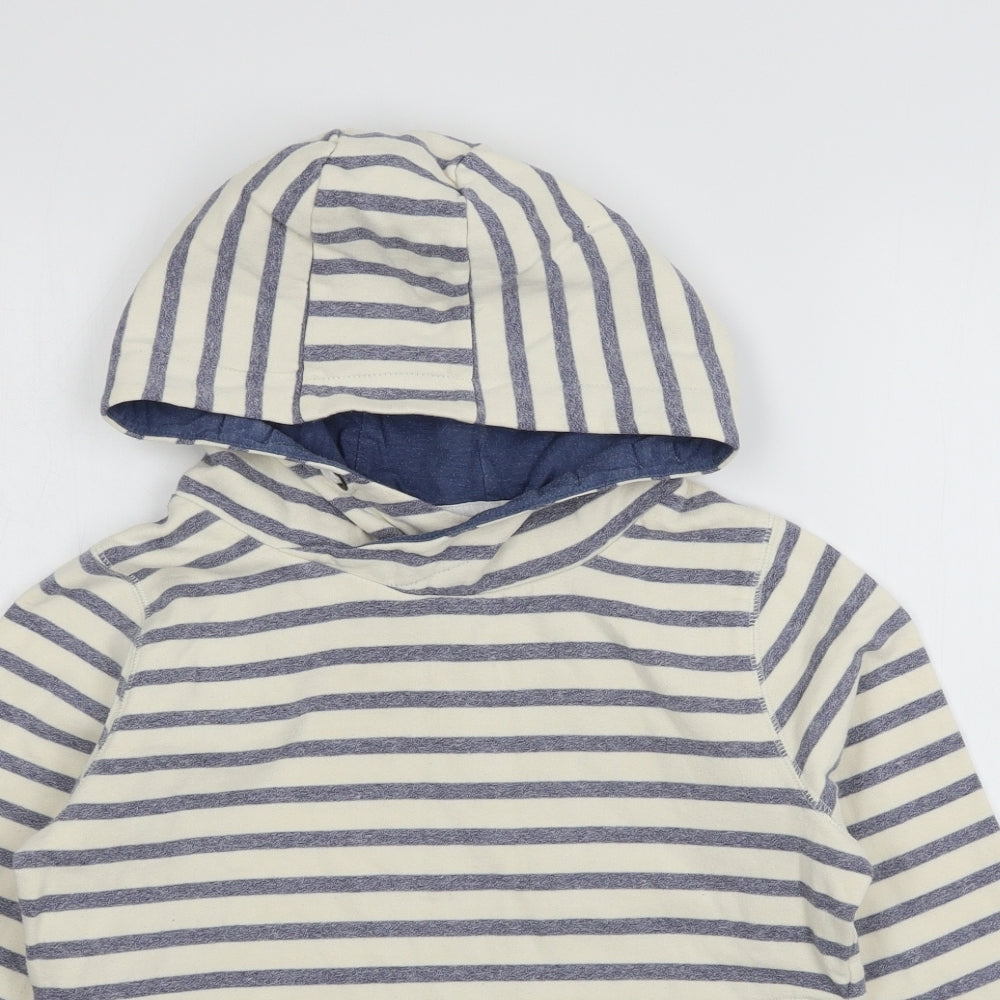 NEXT Girls Ivory Striped Jersey Pullover Hoodie Size 12 Years