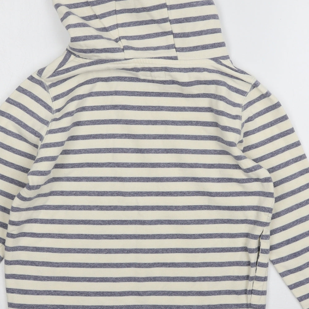 NEXT Girls Ivory Striped Jersey Pullover Hoodie Size 12 Years