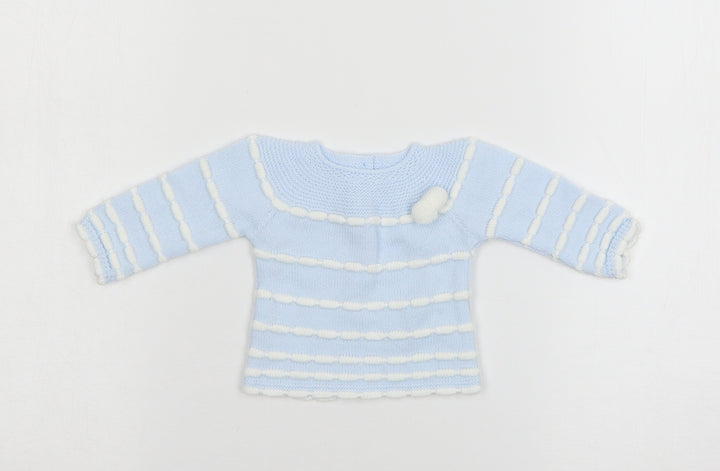 VB Boys Black Striped Knit Pullover Jumper Size 0-3 Months