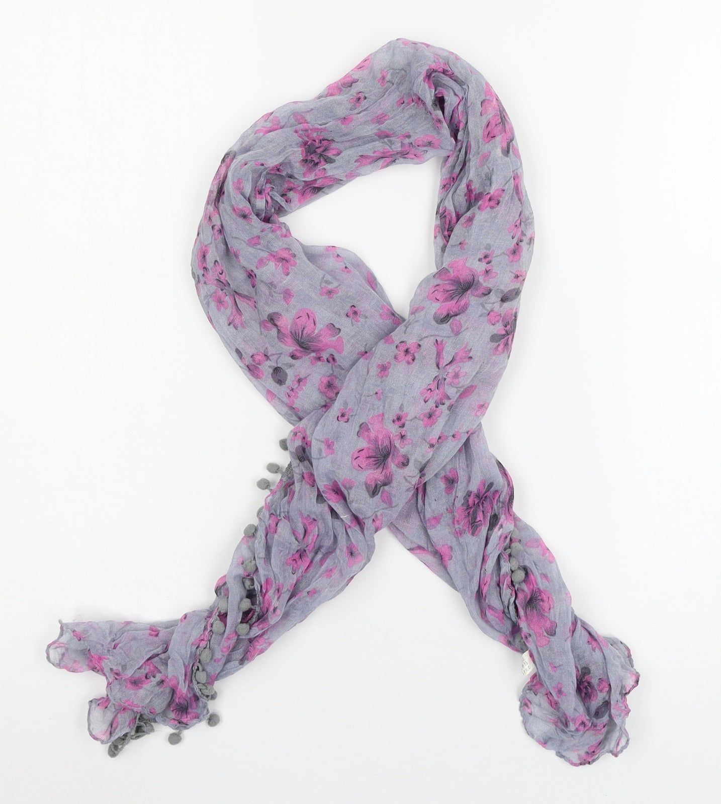 Preworn Womens Grey Floral   Scarf