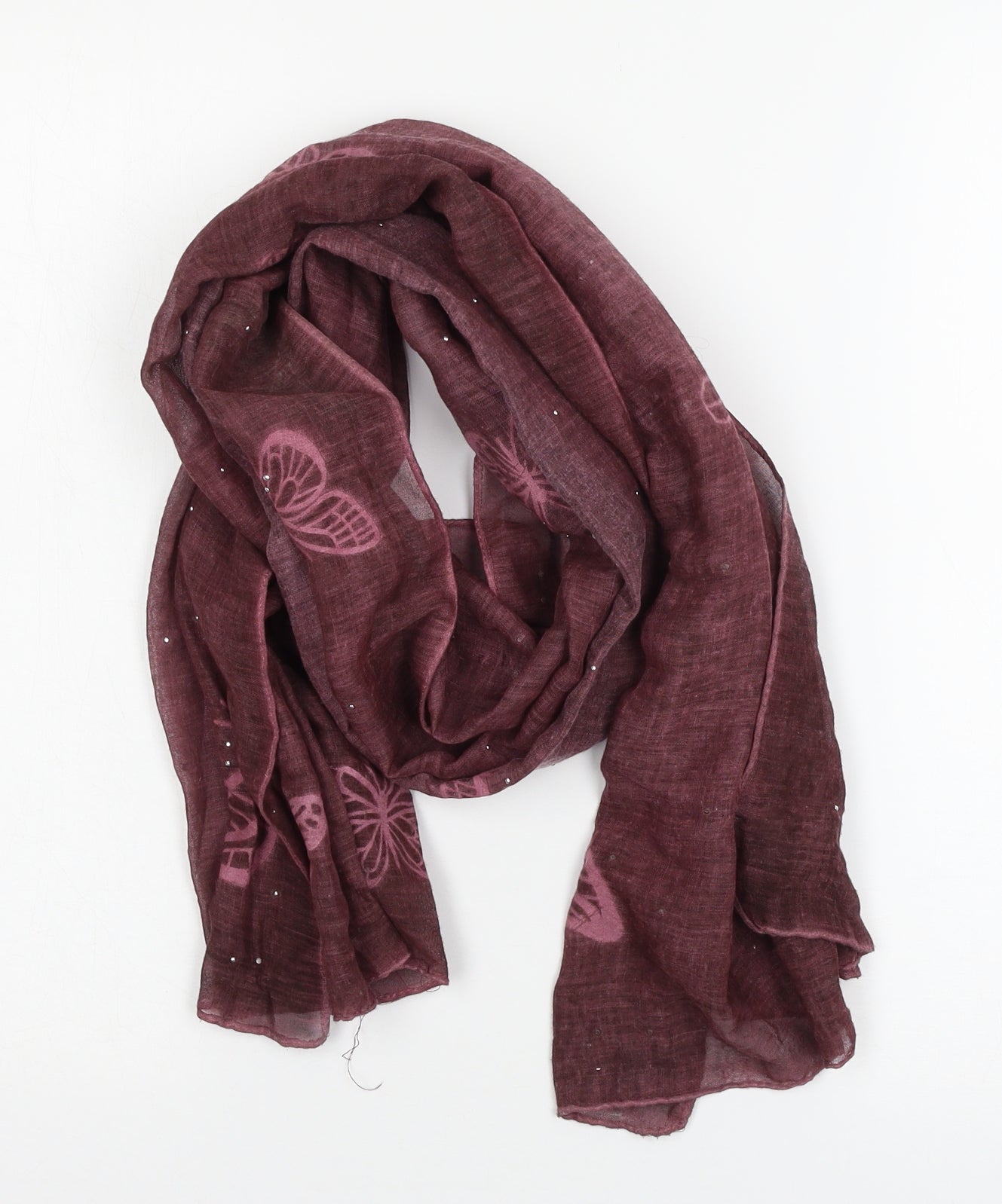 Preworn Womens Purple Geometric   Scarf   - Butterflies