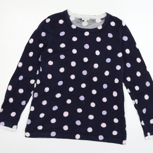 Talbots Womens Black Polka Dot Jersey Basic T-Shirt Size 12