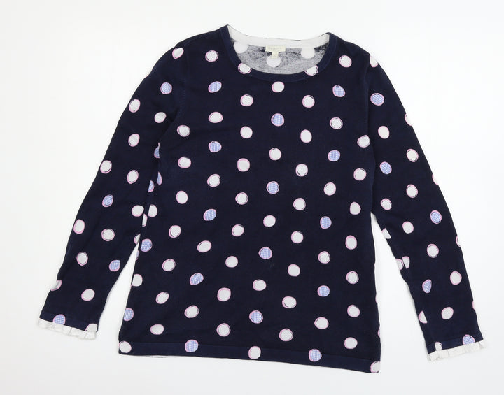 Talbots Womens Black Polka Dot Jersey Basic T-Shirt Size 12
