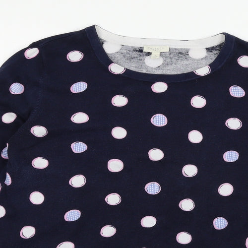 Talbots Womens Black Polka Dot Jersey Basic T-Shirt Size 12
