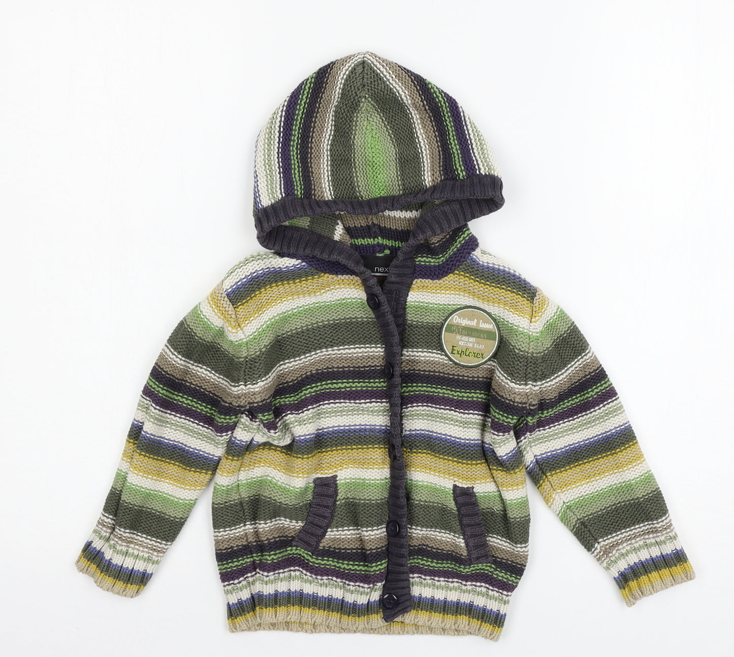 NEXT Boys Multicoloured Striped Knit Cardigan Jumper Size 2-3 Years