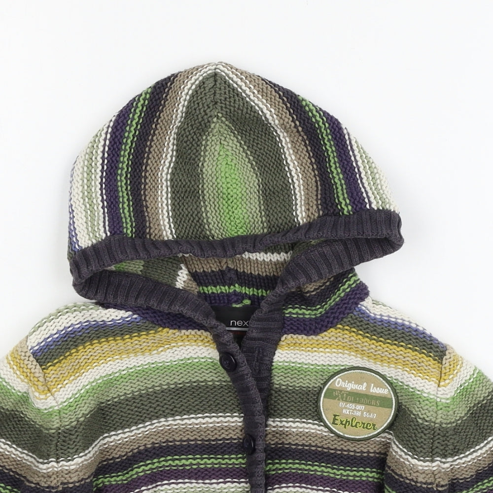 NEXT Boys Multicoloured Striped Knit Cardigan Jumper Size 2-3 Years