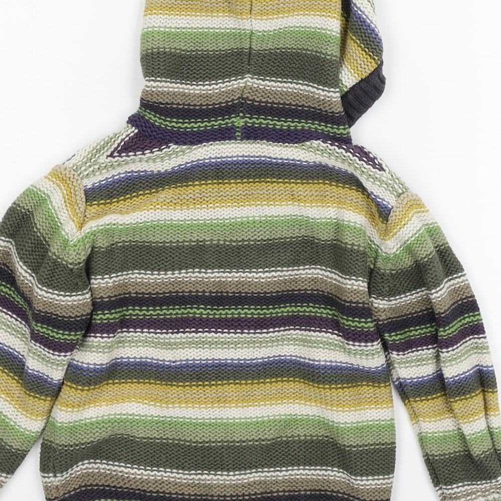 NEXT Boys Multicoloured Striped Knit Cardigan Jumper Size 2-3 Years