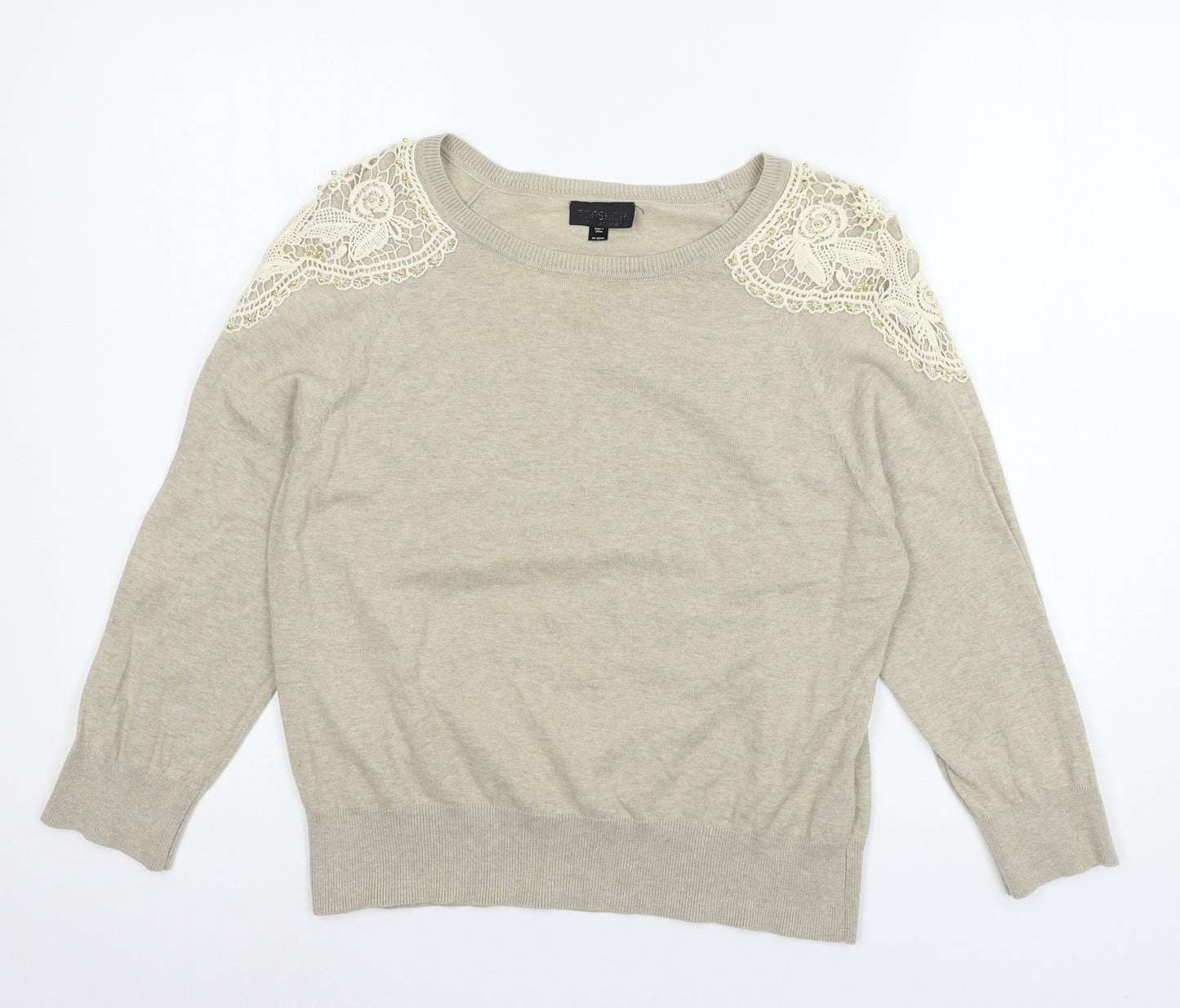 Topshop Womens Brown  Knit Pullover Jumper Size 14