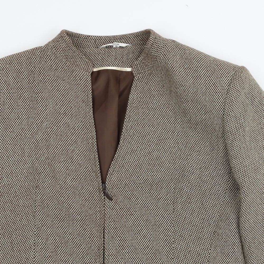 Klass Collection Womens Brown Polka Dot  Jacket  Size 14