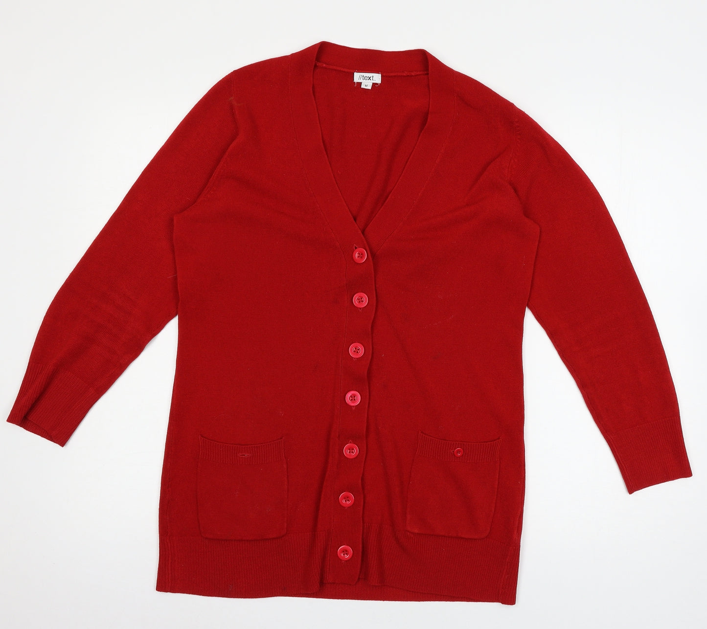TEXT Womens Red  Knit Cardigan Jumper Size M