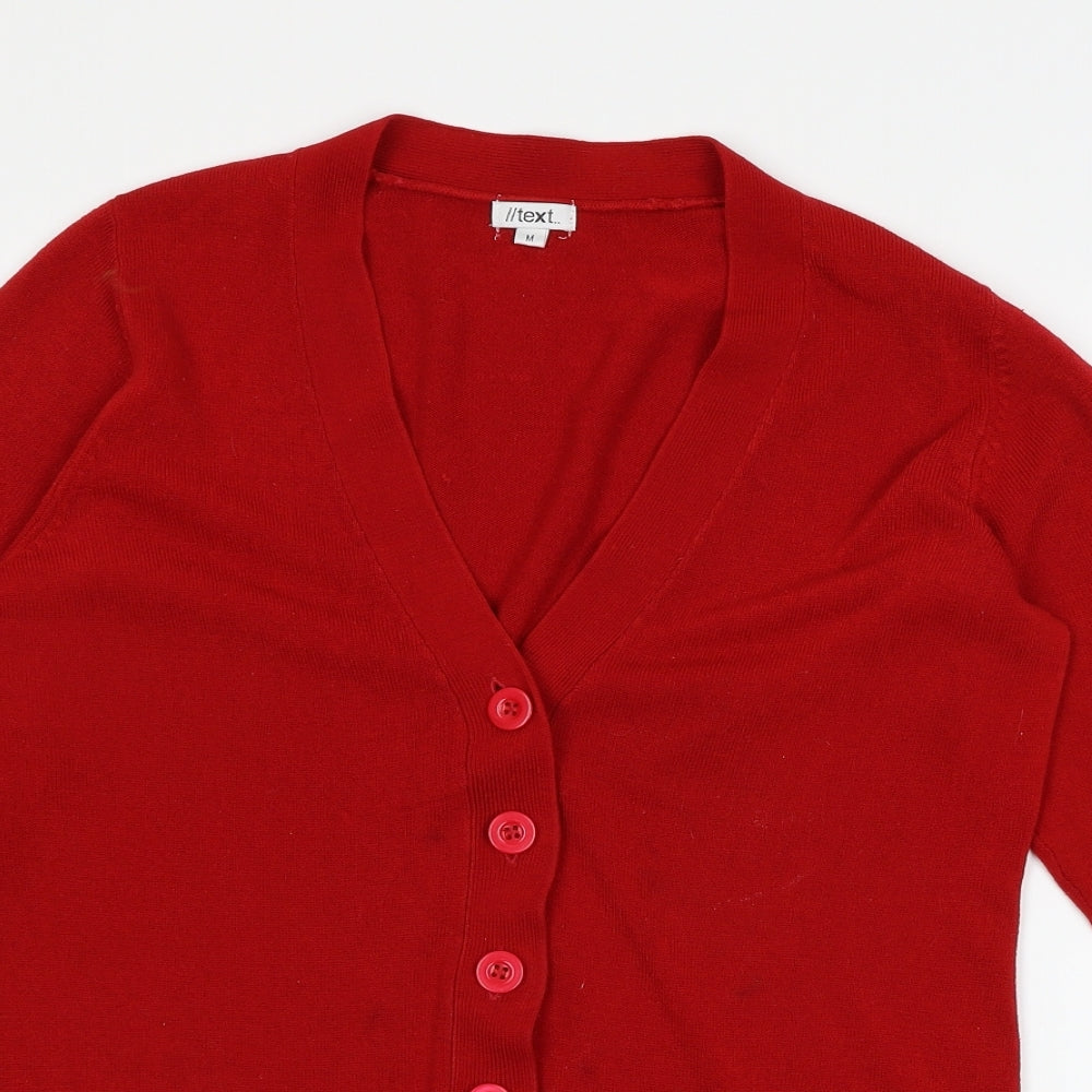 TEXT Womens Red  Knit Cardigan Jumper Size M