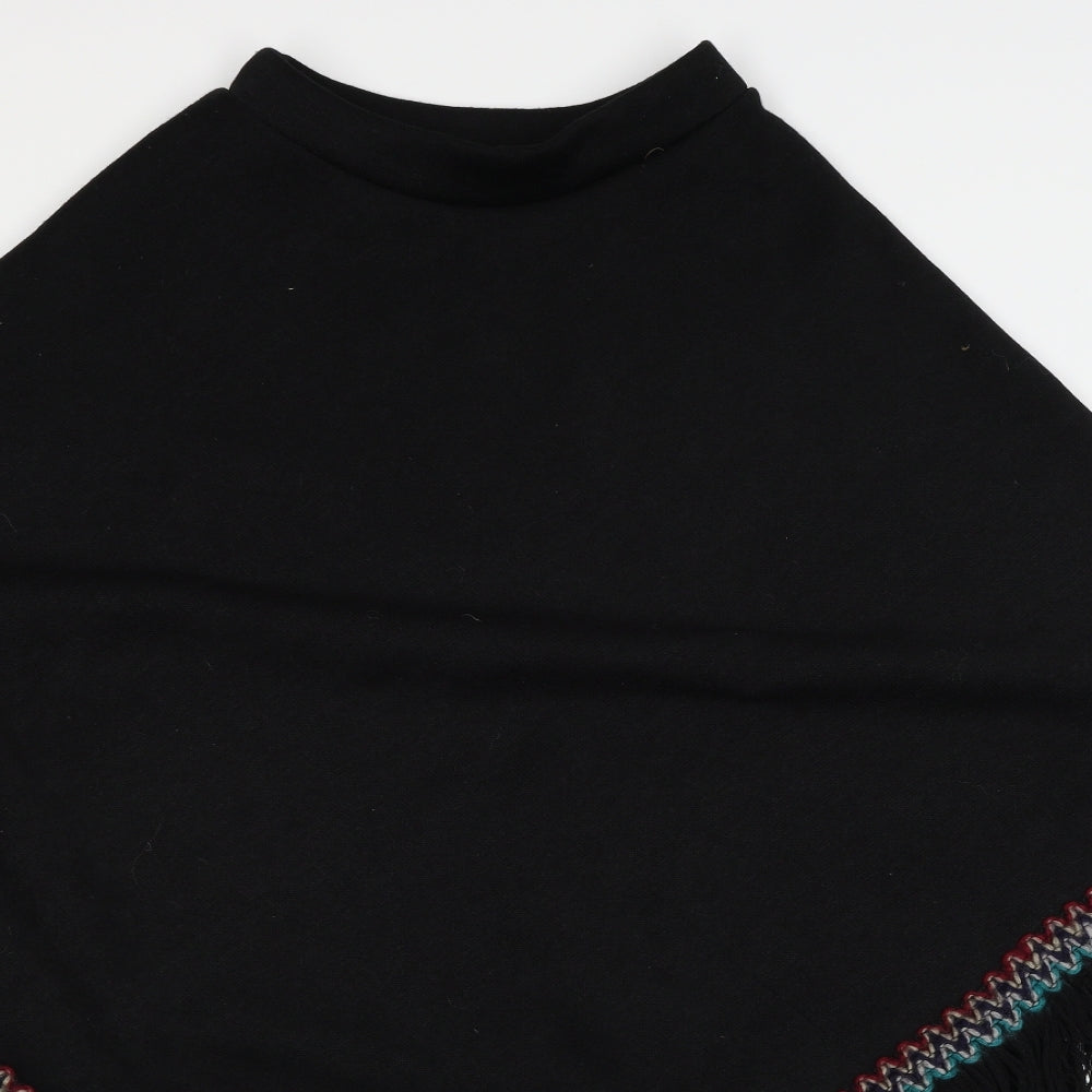 Preworn Womens Black Striped Fleece Pullover Jumper One Size