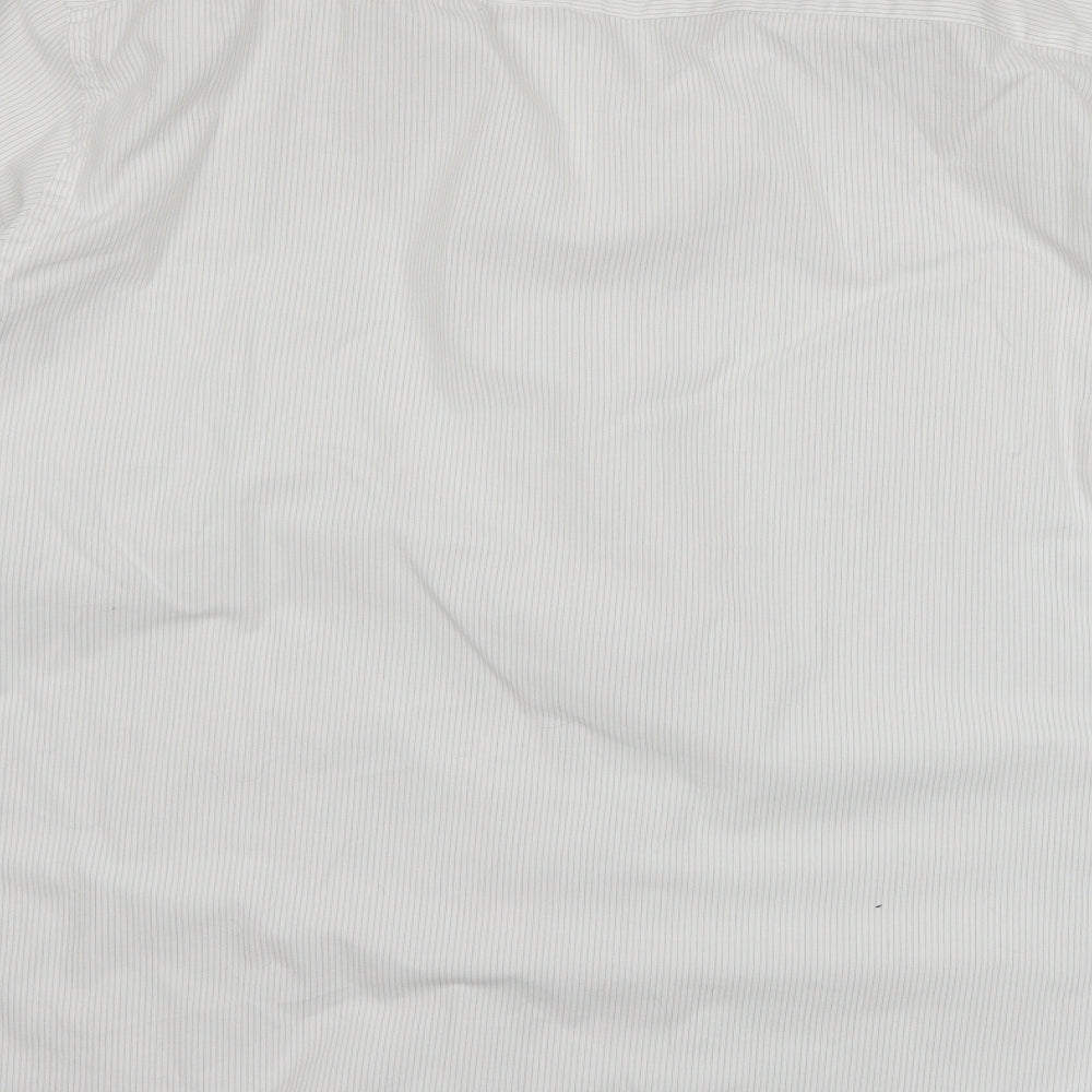 TU Mens White Striped   Button-Up Size 17.5