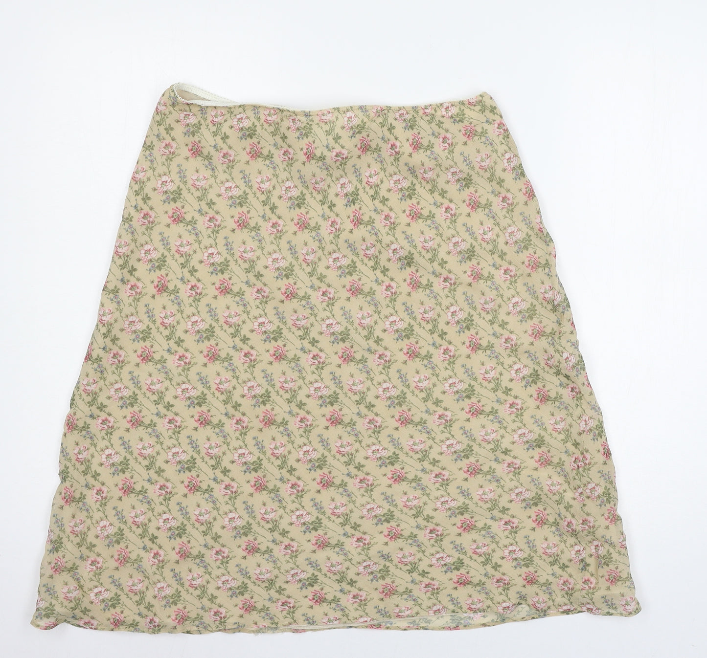 NEXT Womens Beige Floral Chiffon A-Line Skirt Size 14