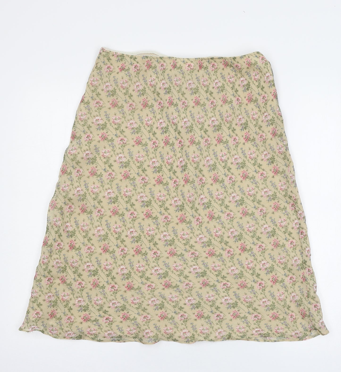 NEXT Womens Beige Floral Chiffon A-Line Skirt Size 14