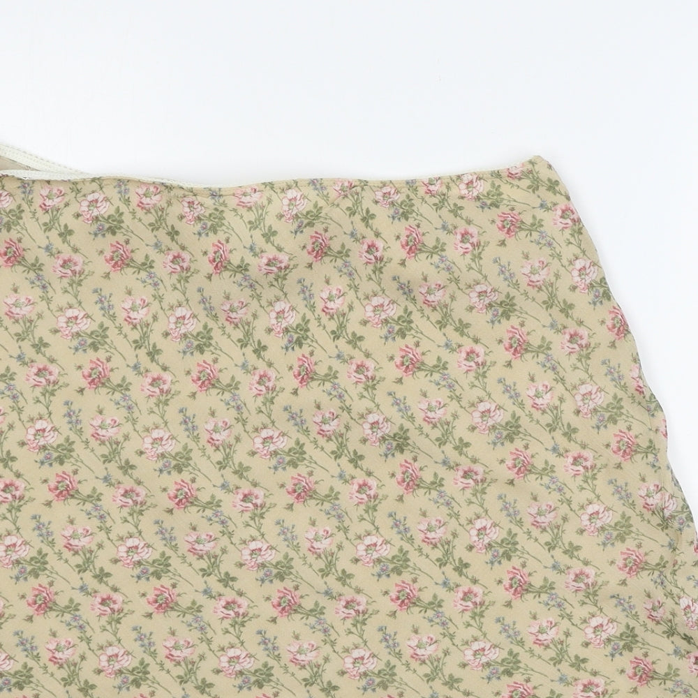 NEXT Womens Beige Floral Chiffon A-Line Skirt Size 14