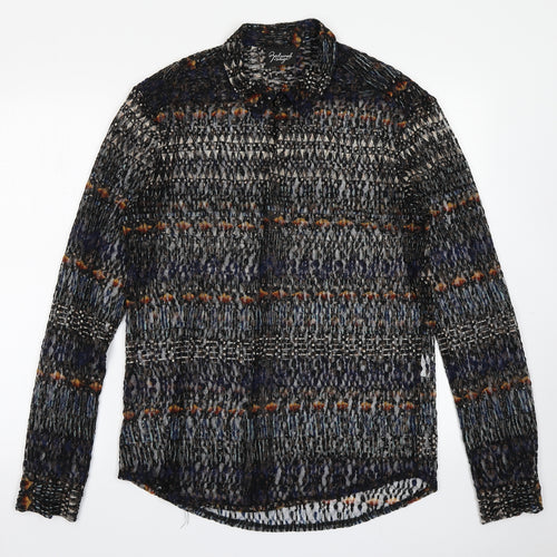 Reclaimed Vintage Womens Blue Fair Isle  Basic Button-Up Size M