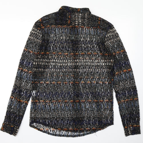 Reclaimed Vintage Womens Blue Fair Isle  Basic Button-Up Size M