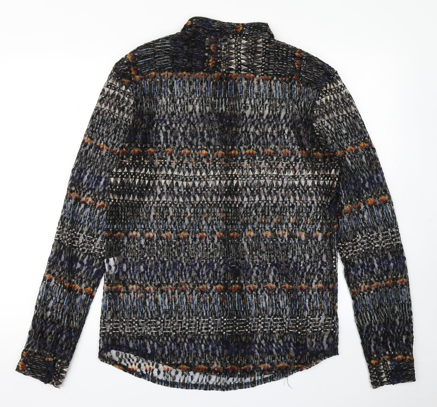 Reclaimed Vintage Womens Blue Fair Isle  Basic Button-Up Size M