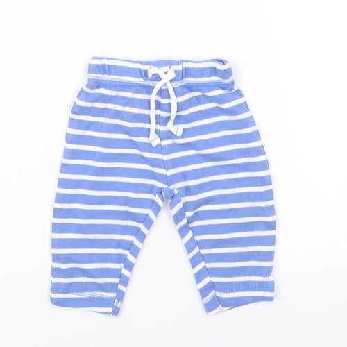 John Lewis Boys Blue Striped  Jogger Trousers Size 0-3 Months