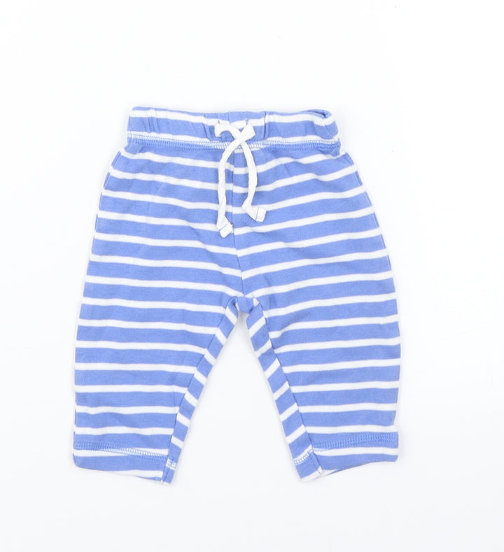 John Lewis Boys Blue Striped Jogger Trousers Size 0-3 Months