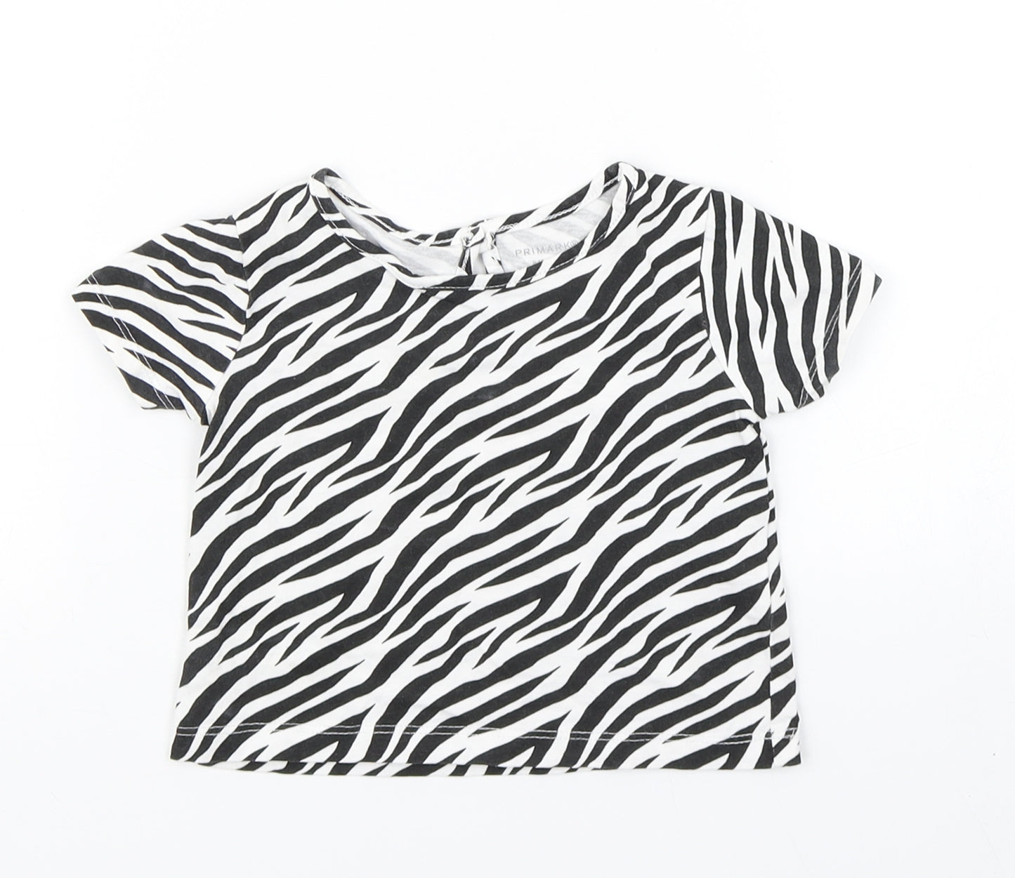 Primark Girls Black Animal Print  Basic T-Shirt Size 9-12 Months