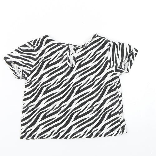 Primark Girls Black Animal Print  Basic T-Shirt Size 9-12 Months