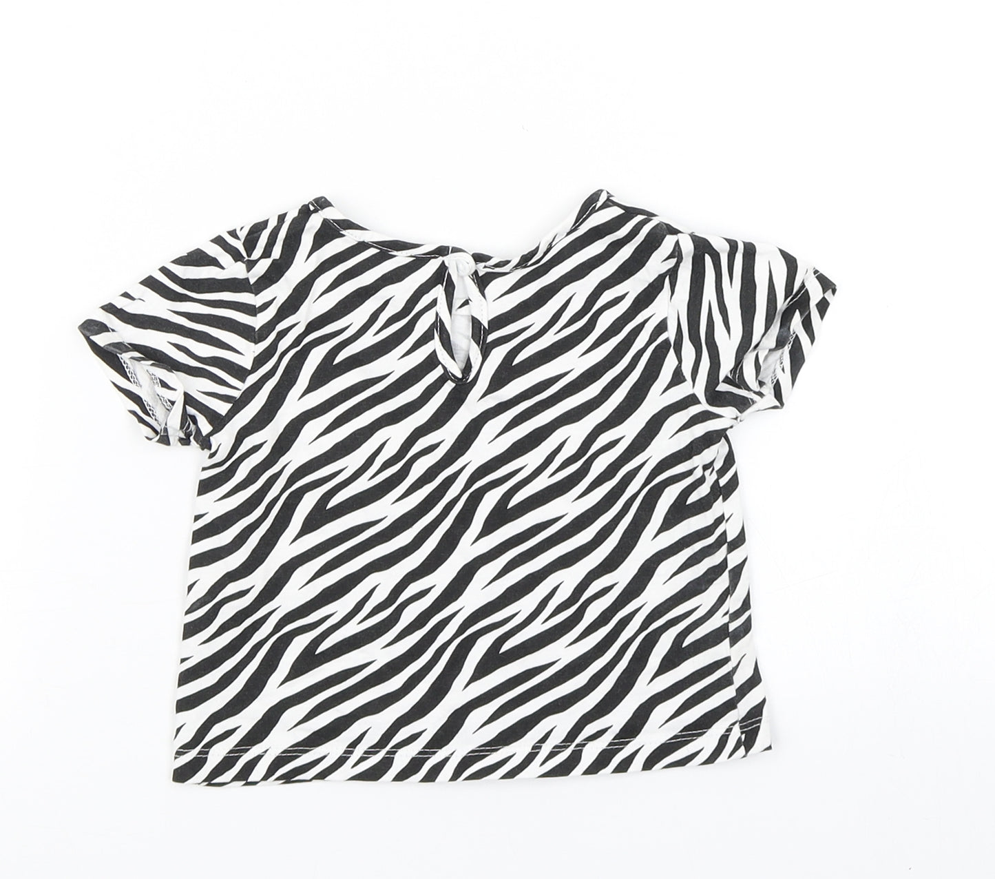 Primark Girls Black Animal Print  Basic T-Shirt Size 9-12 Months
