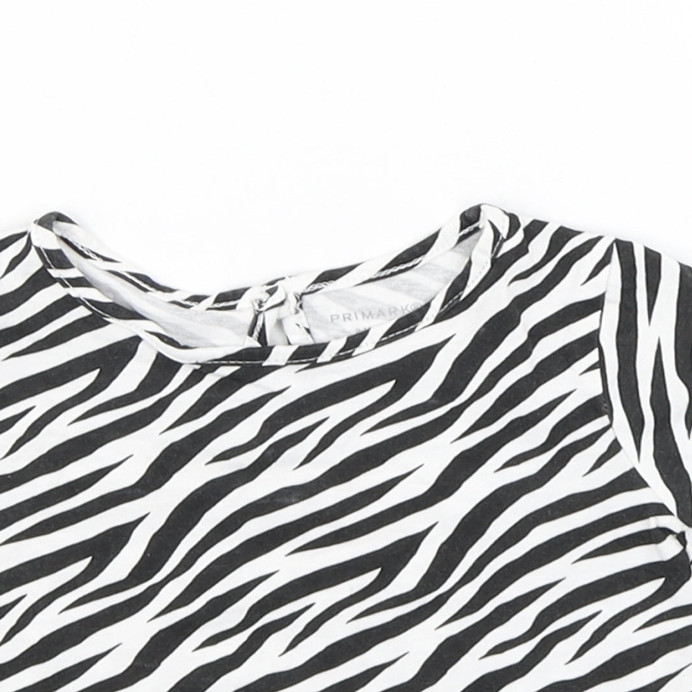 Primark Girls Black Animal Print  Basic T-Shirt Size 9-12 Months