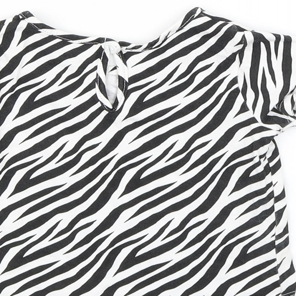 Primark Girls Black Animal Print  Basic T-Shirt Size 9-12 Months