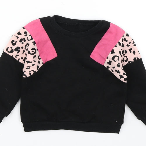 Matalan Girls Black Colourblock  Basic T-Shirt Size 9-12 Months
