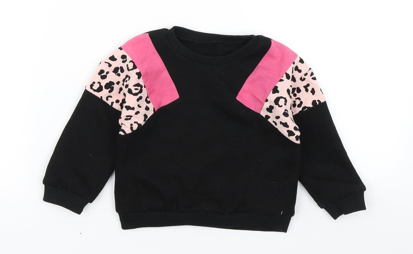 Matalan Girls Black Colourblock  Basic T-Shirt Size 9-12 Months