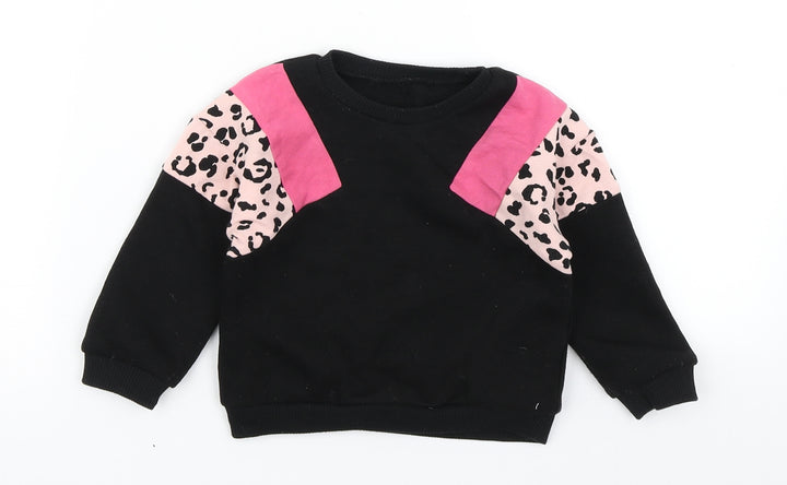Matalan Girls Black Colourblock  Basic T-Shirt Size 9-12 Months