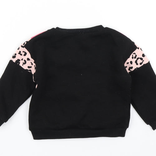 Matalan Girls Black Colourblock  Basic T-Shirt Size 9-12 Months