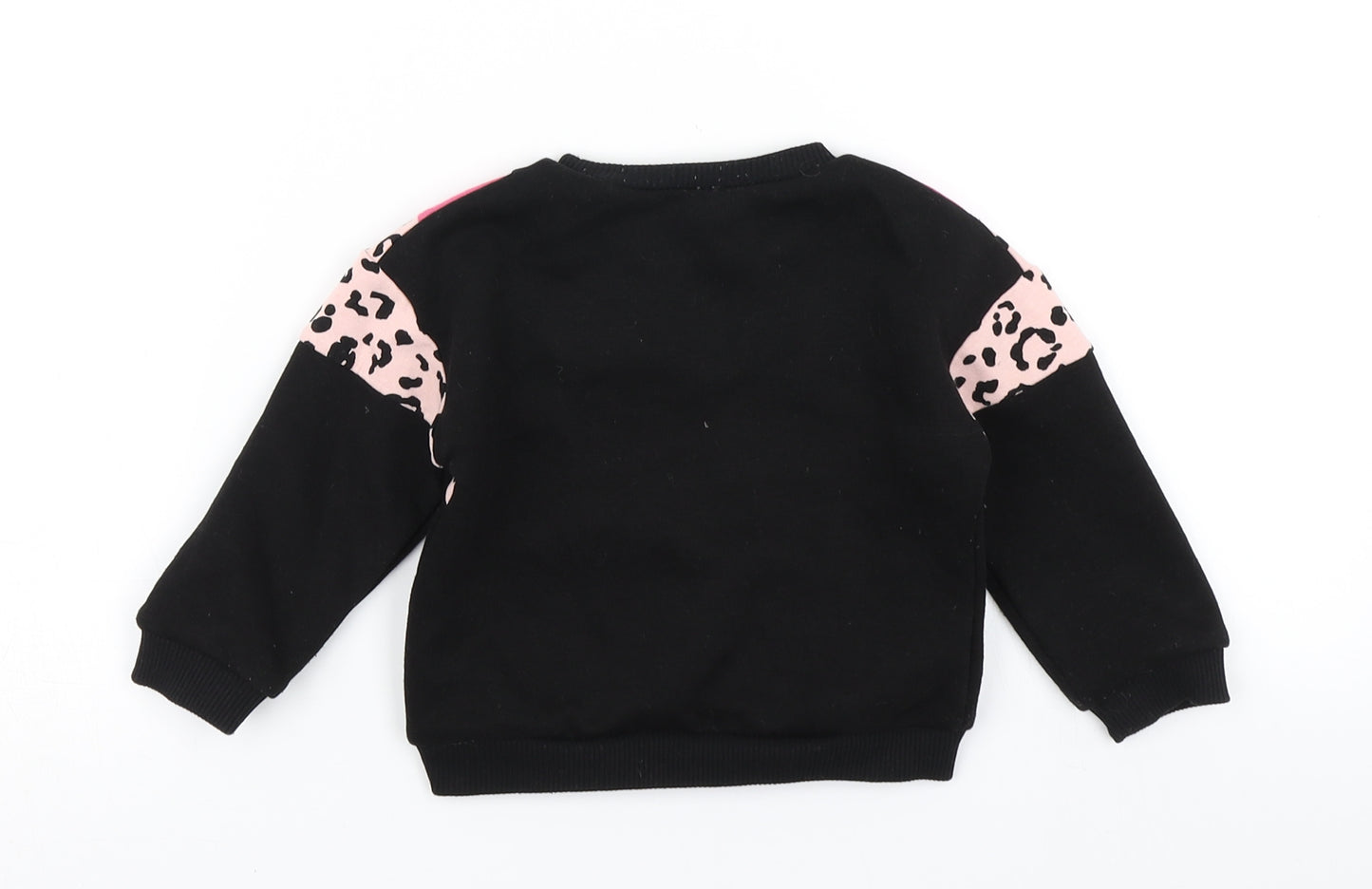 Matalan Girls Black Colourblock  Basic T-Shirt Size 9-12 Months