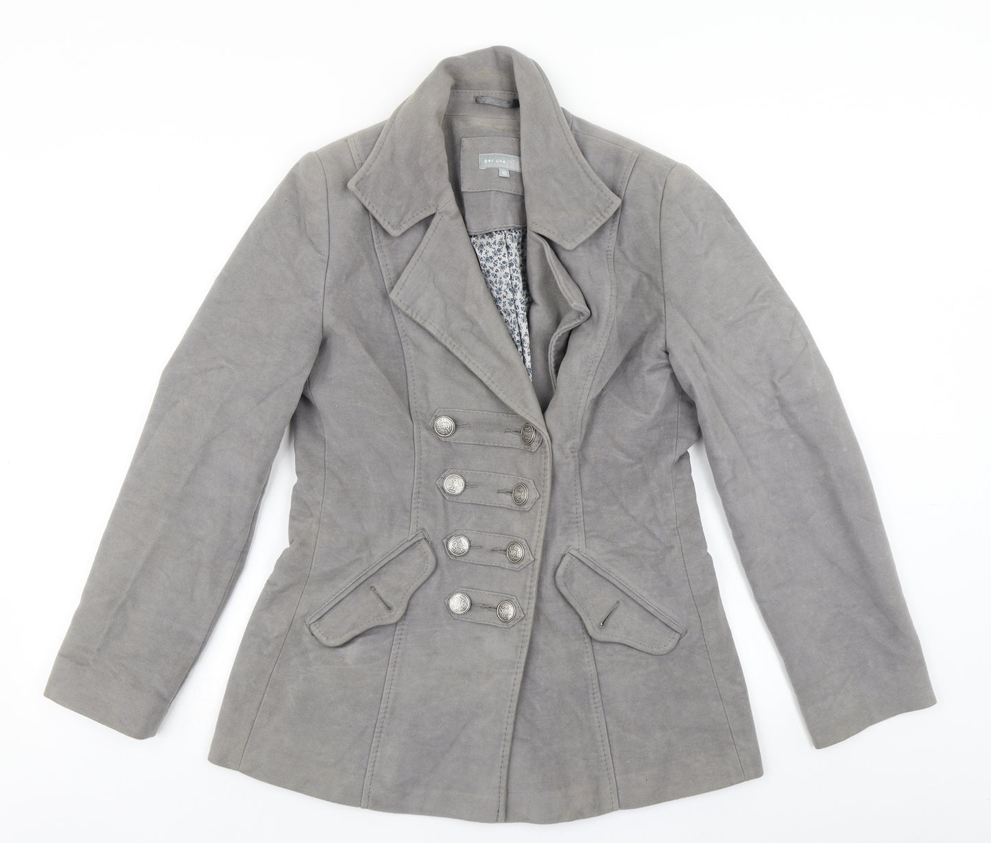 Per Una Womens Grey   Overcoat Coat Size 10