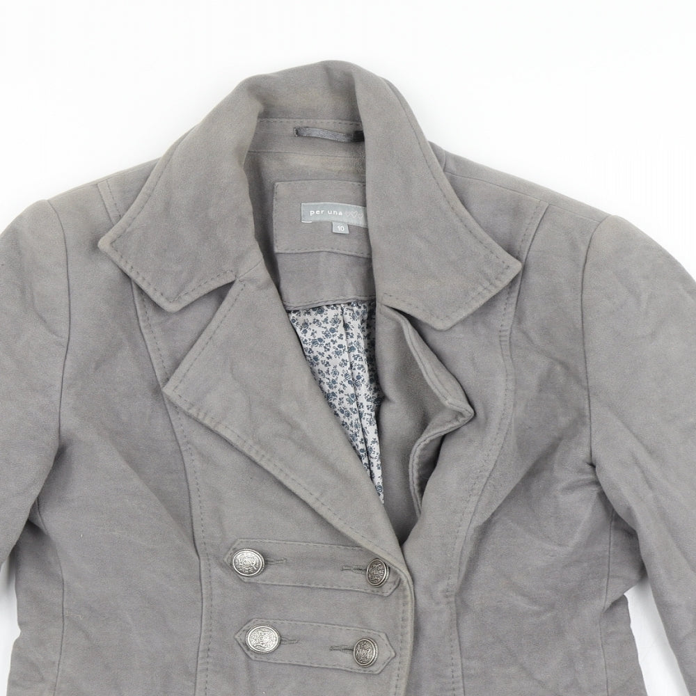 Per Una Womens Grey   Overcoat Coat Size 10